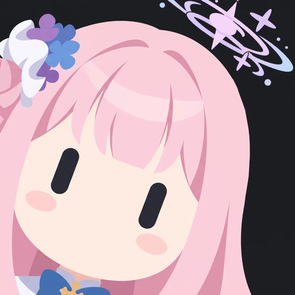 Grokbot-style chibi avatar with long pink hair and a star halo